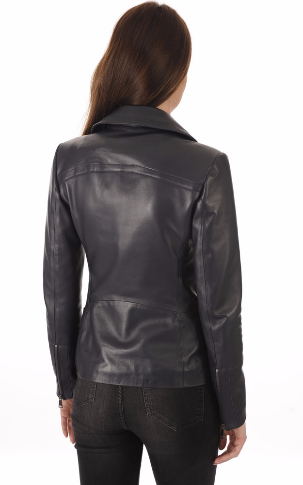 La Canadienne Blouson En Cuir Bleu Marine