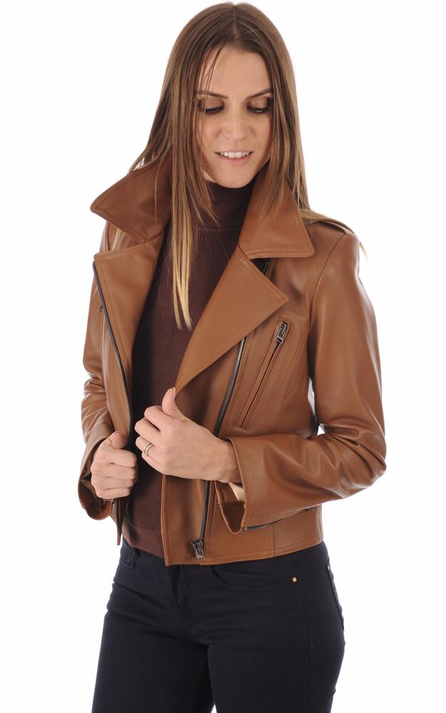 La Canadienne Blouson En Cuir Camel Femme