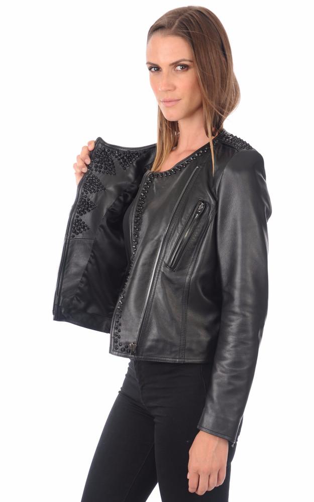 La Canadienne Blouson En Cuir Clouté Noir