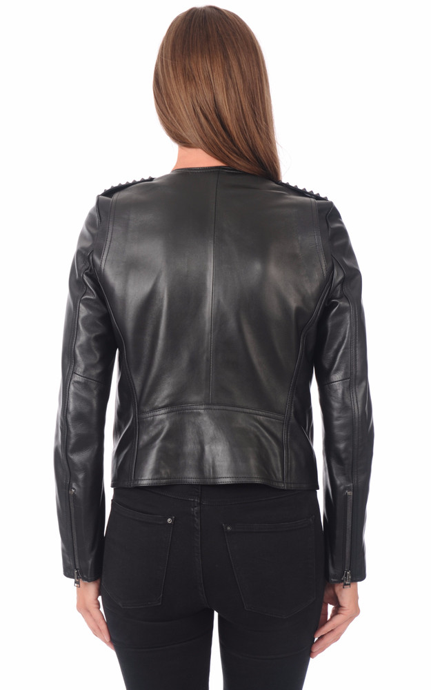 La Canadienne Blouson En Cuir Clouté Noir
