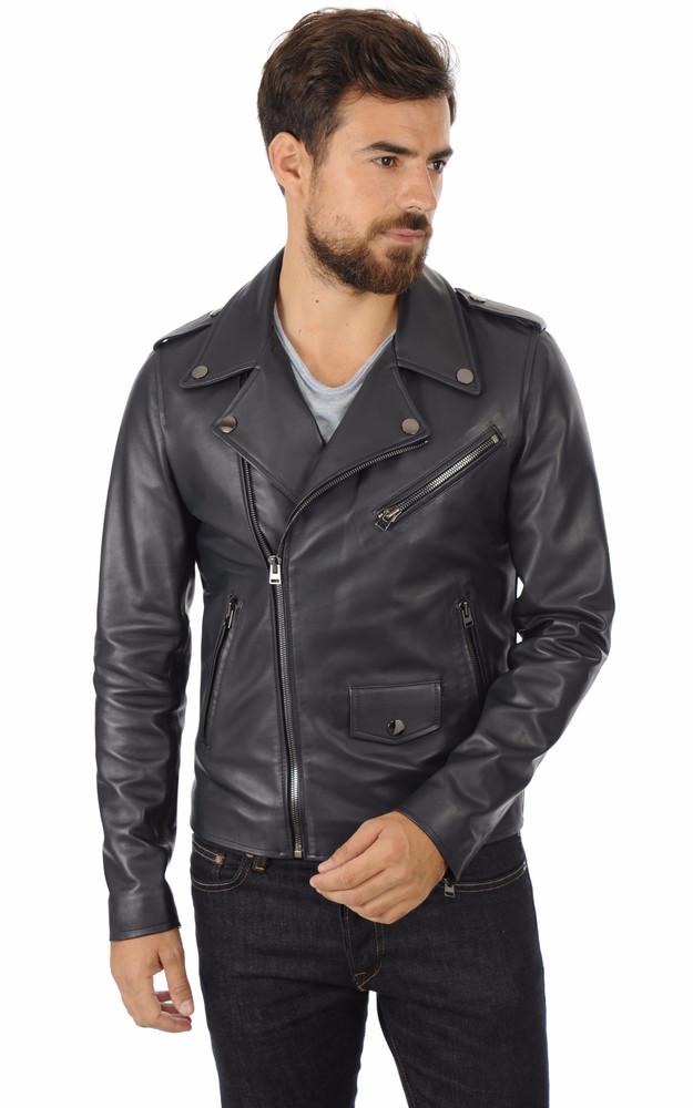 La Canadienne Blouson En Cuir Homme Bleu