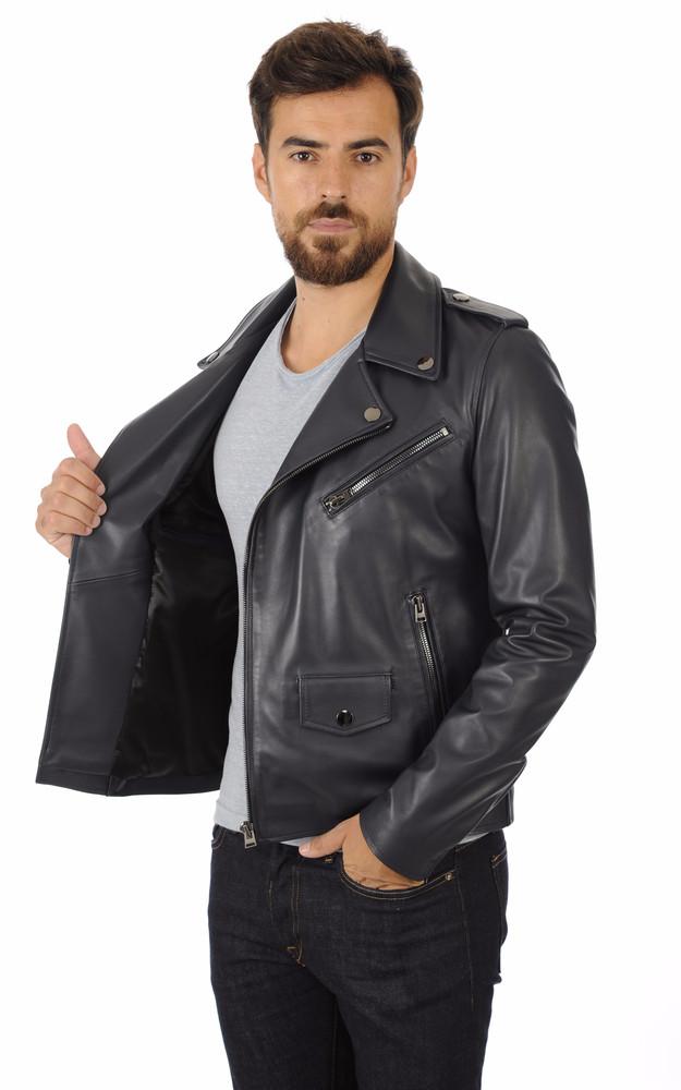 La Canadienne Blouson En Cuir Homme Bleu