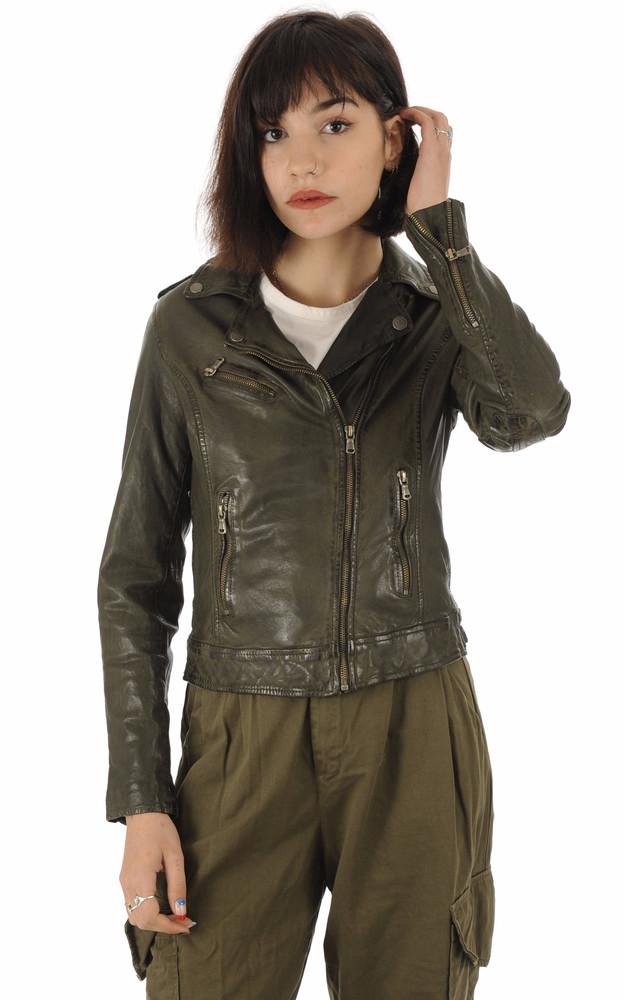 La Canadienne Blouson En Cuir Kaki Femme