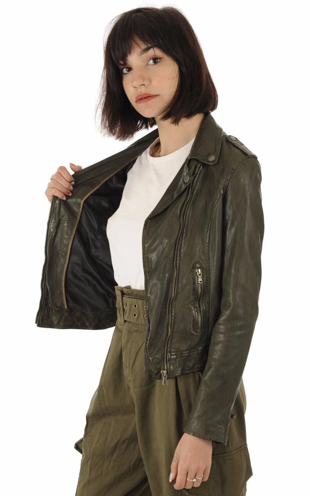 La Canadienne Blouson En Cuir Kaki Femme