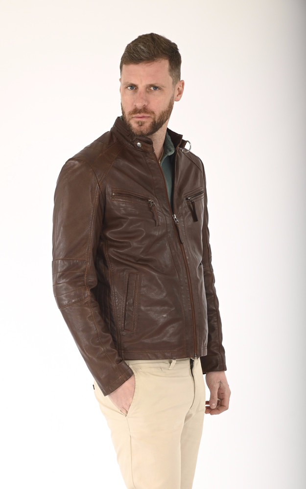 la canadienne Blouson en cuir marron