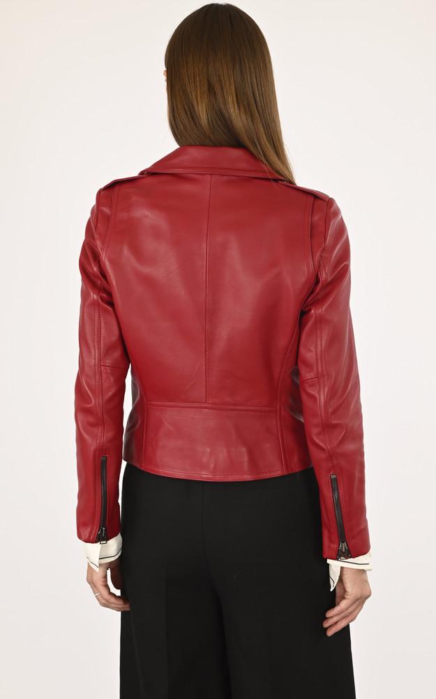 La Canadienne Blouson En Cuir Rouge Femme