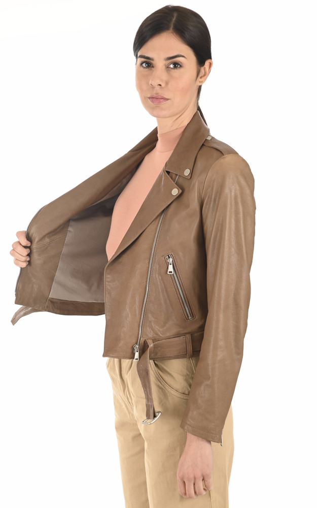 La Canadienne Blouson En Cuir Végétal Taupe