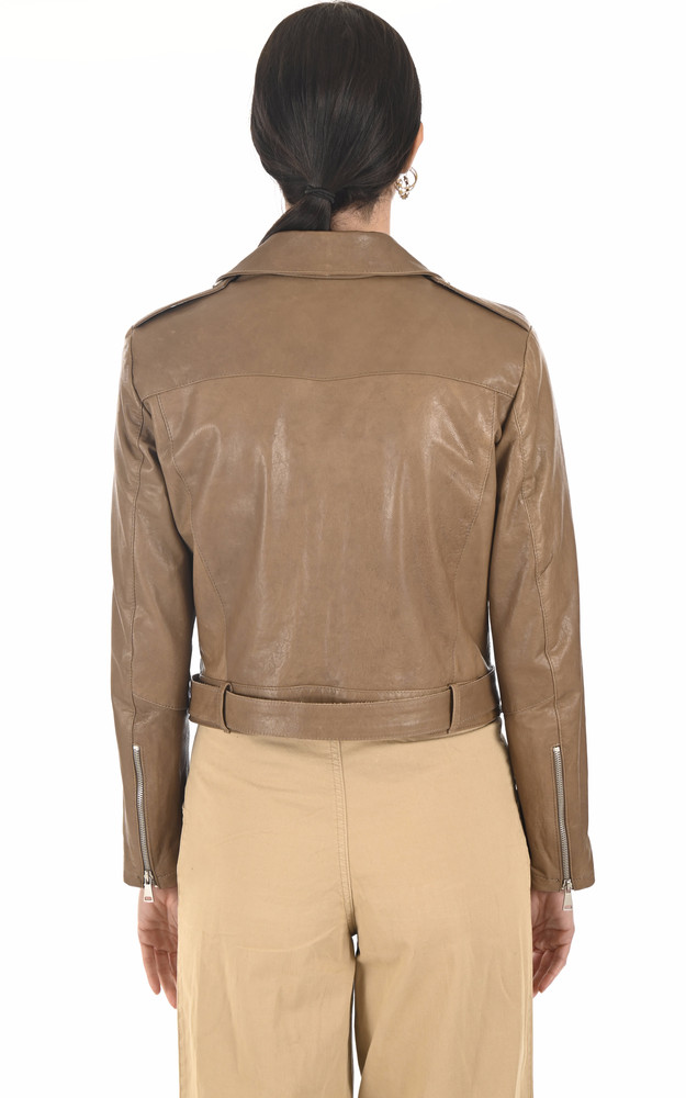 La Canadienne Blouson En Cuir Végétal Taupe