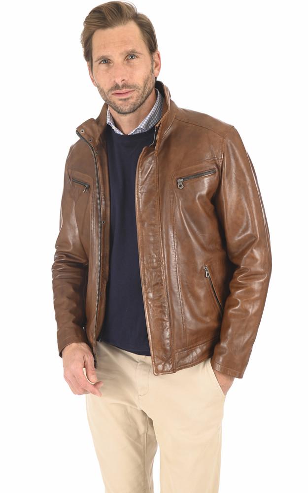 La Canadienne Blouson Falconero Cuir Marron Clair