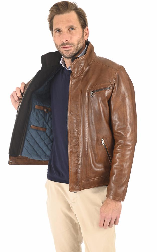 La Canadienne Blouson Falconero Cuir Marron Clair