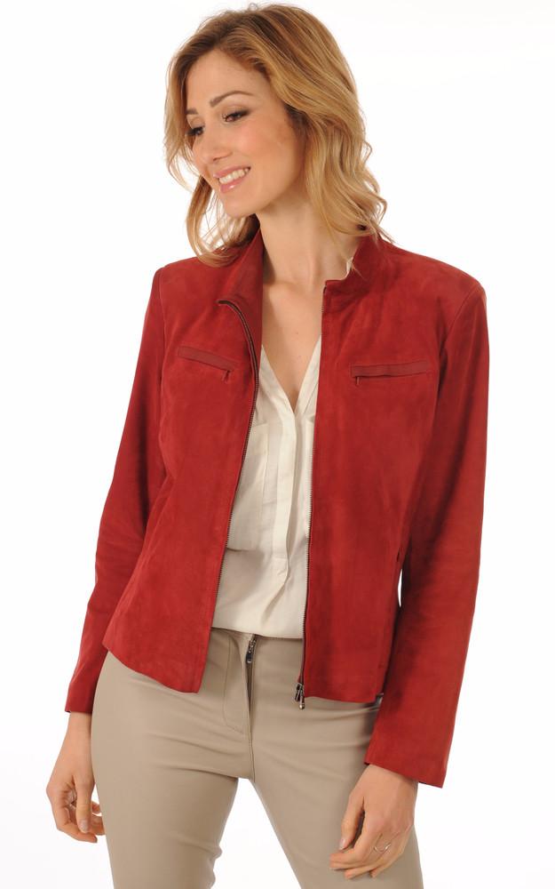 La Canadienne Blouson Femme Cuirs Velours Rouge