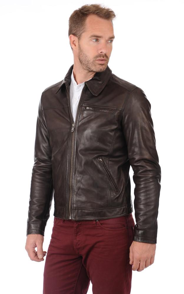 La Canadienne Blouson Major Cuir Col Chemise