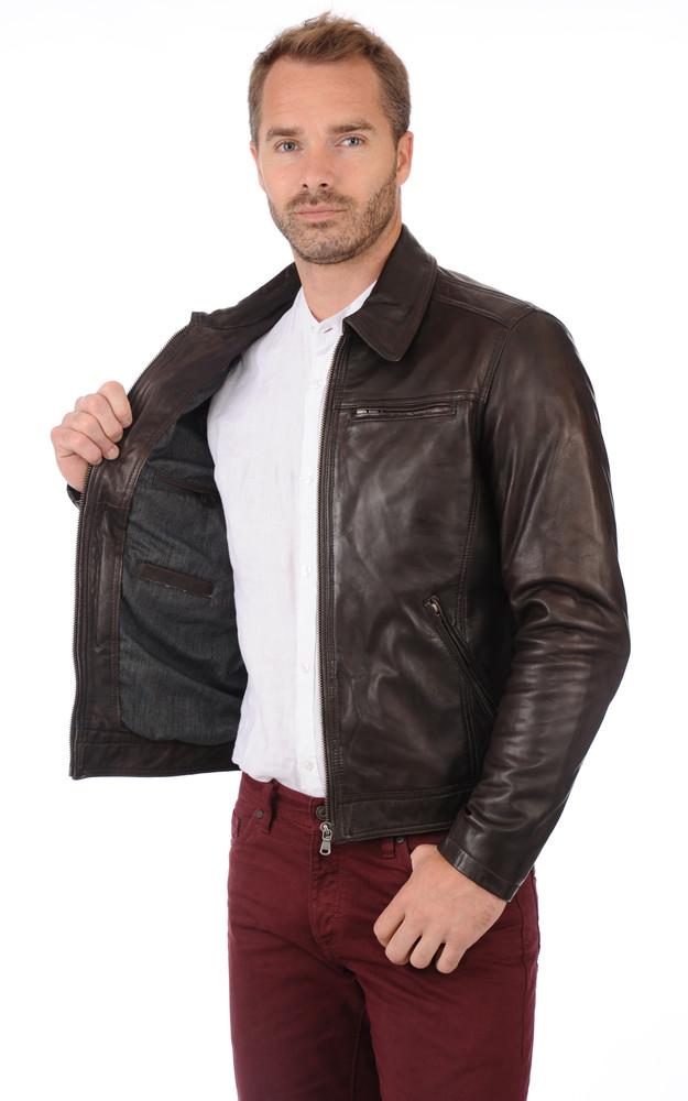 La Canadienne Blouson Major Cuir Col Chemise