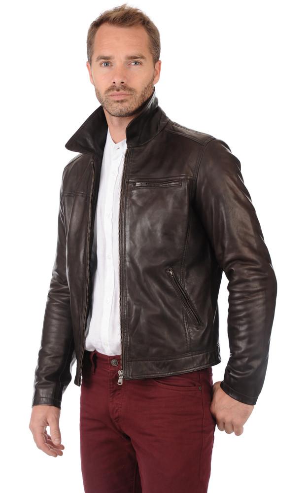 la canadienne Blouson Major Cuir Col Chemise