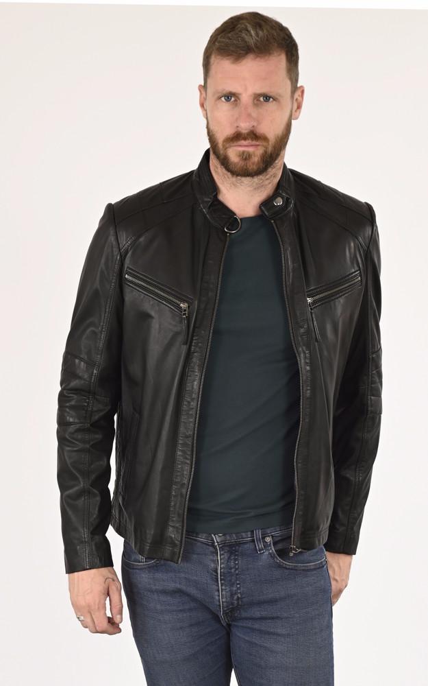 la canadienne Blouson Motard Cuir Noir