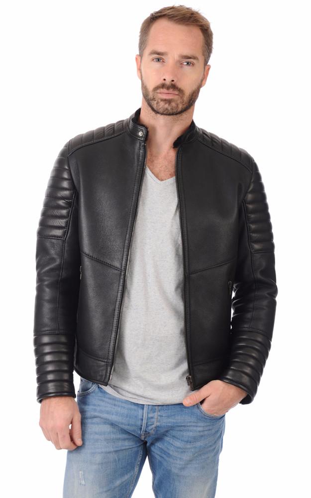 la canadienne Blouson Motard en Mouton Noir