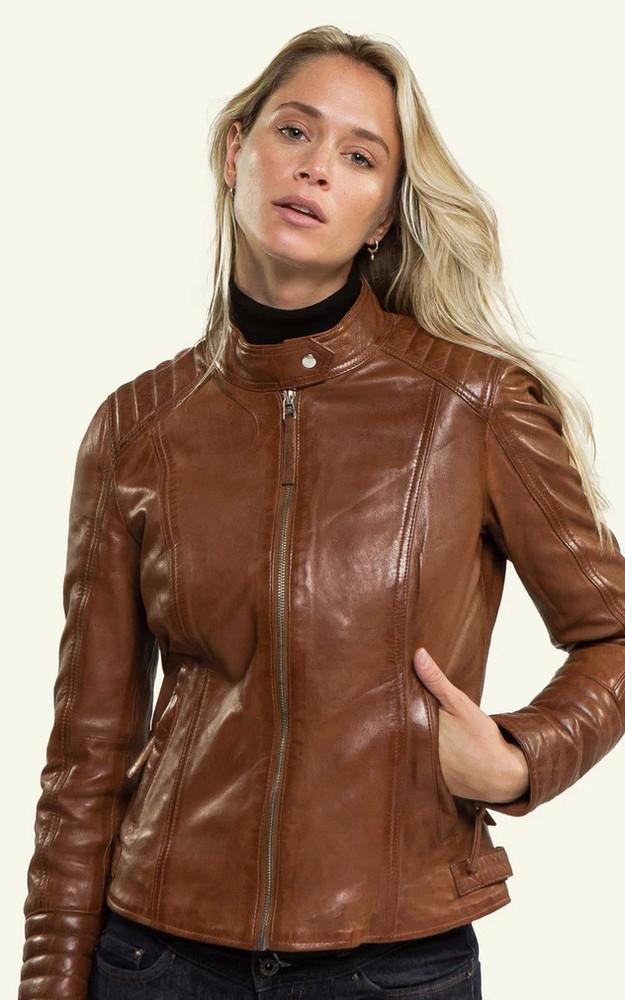 la canadienne Blouson Motard Louise Cognac