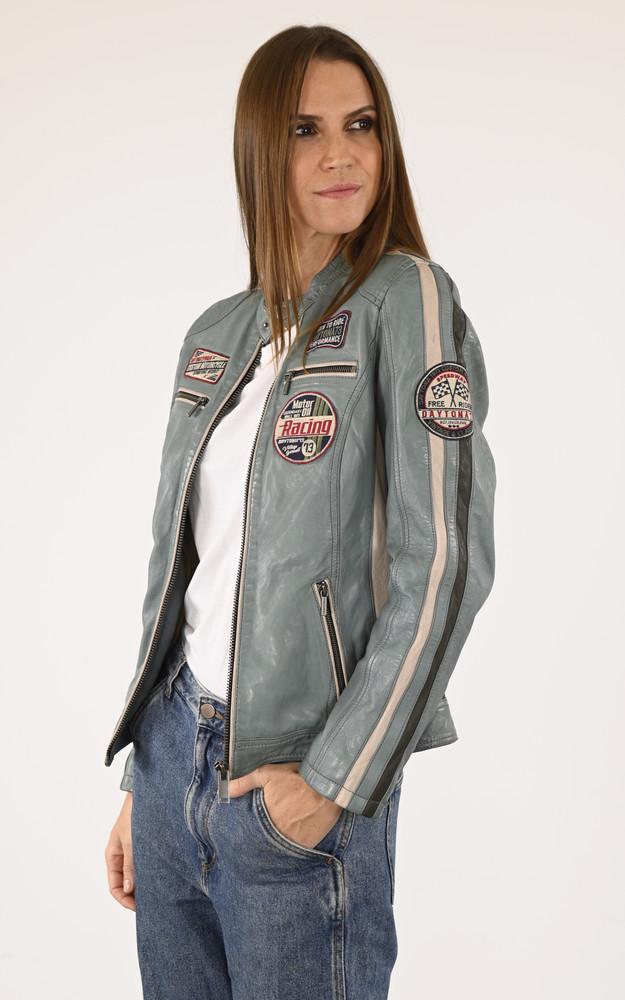 La Canadienne Blouson Motard Soline Bleu Ciel