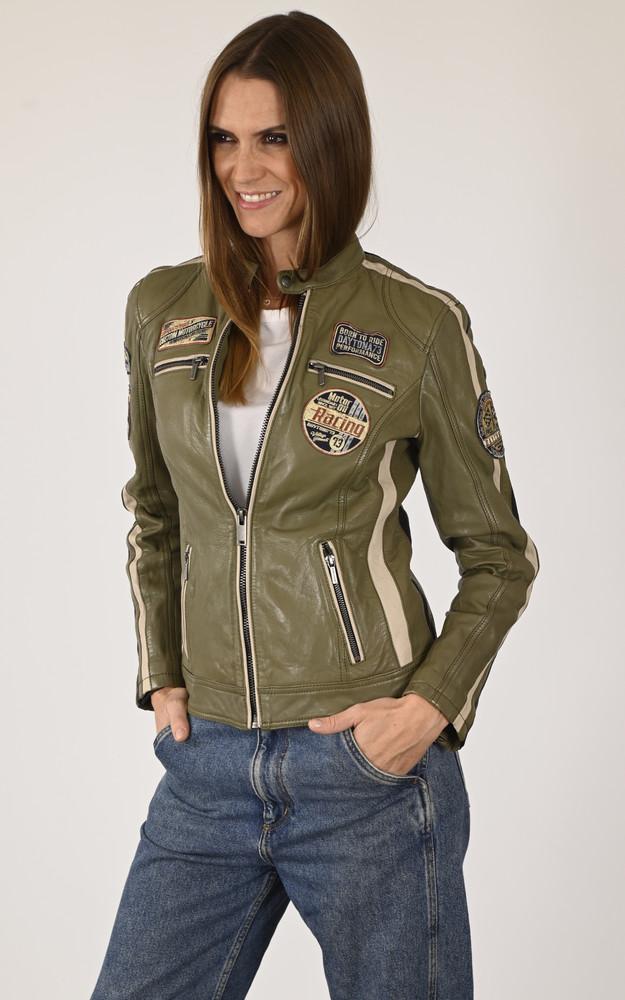 La Canadienne Blouson Motard Soline Kaki Clair