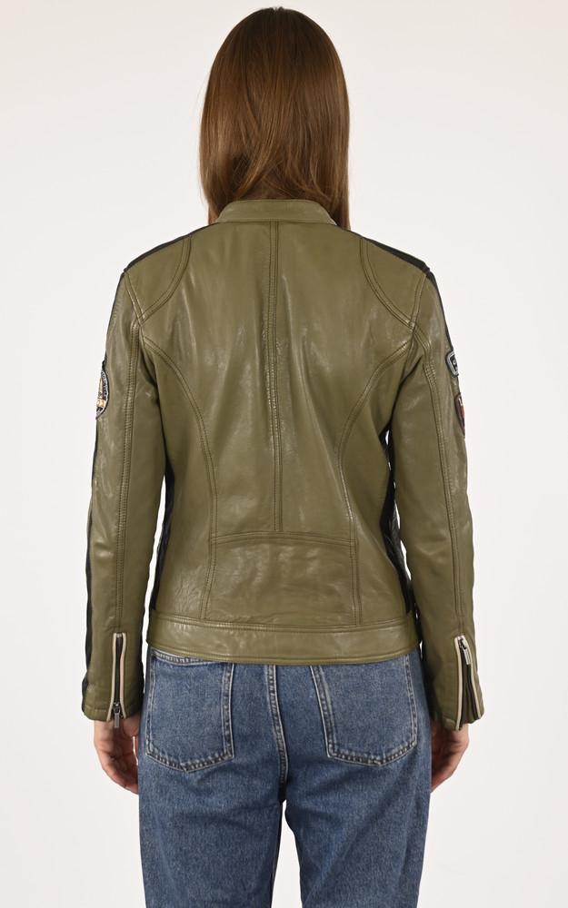 La Canadienne Blouson Motard Soline Kaki Clair