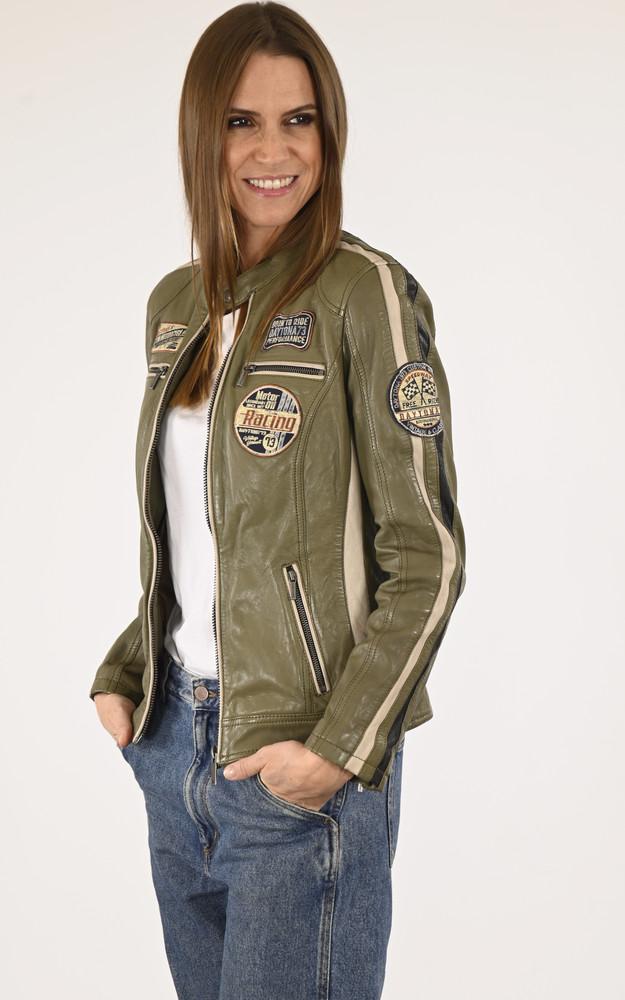 La Canadienne Blouson Motard Soline Kaki Clair