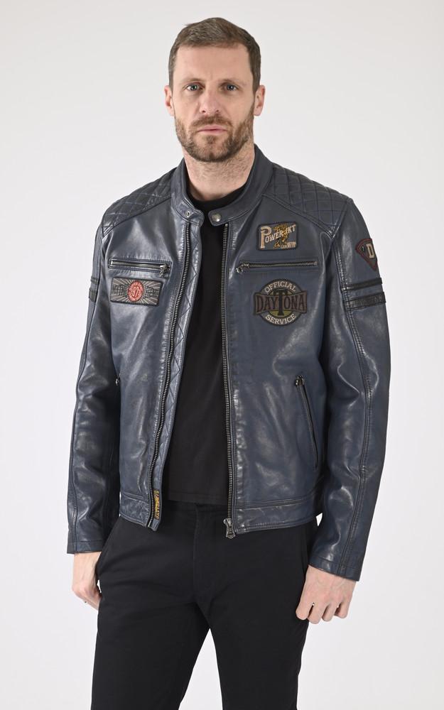 la canadienne Blouson motard Walkor bleu