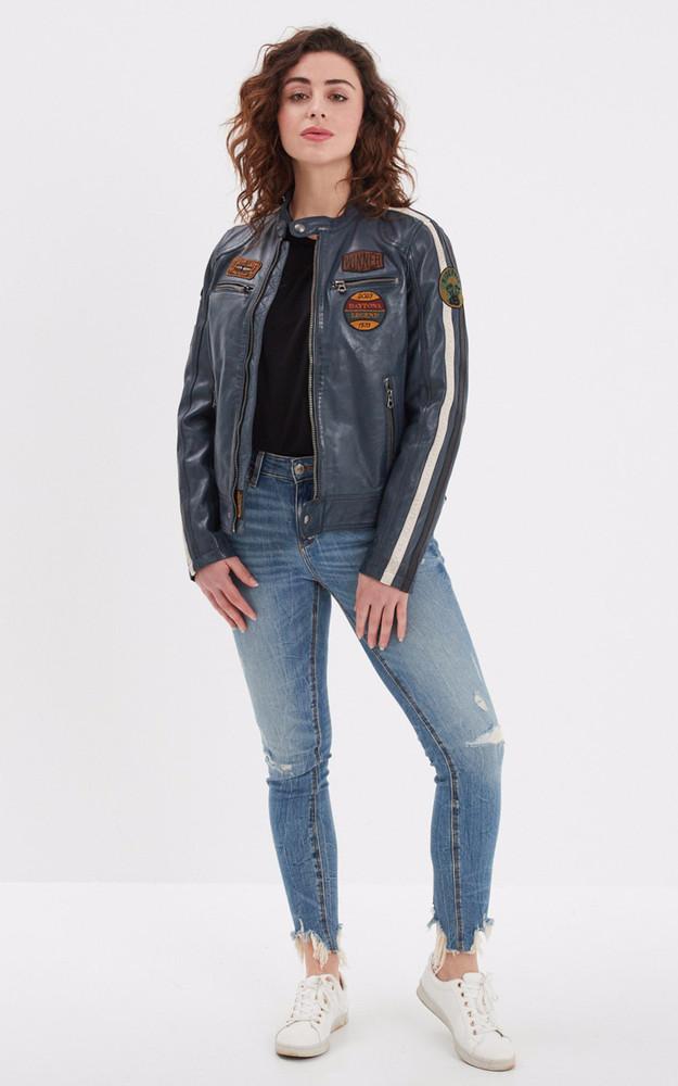 La Canadienne Blouson Moto Wartbugy Bleu