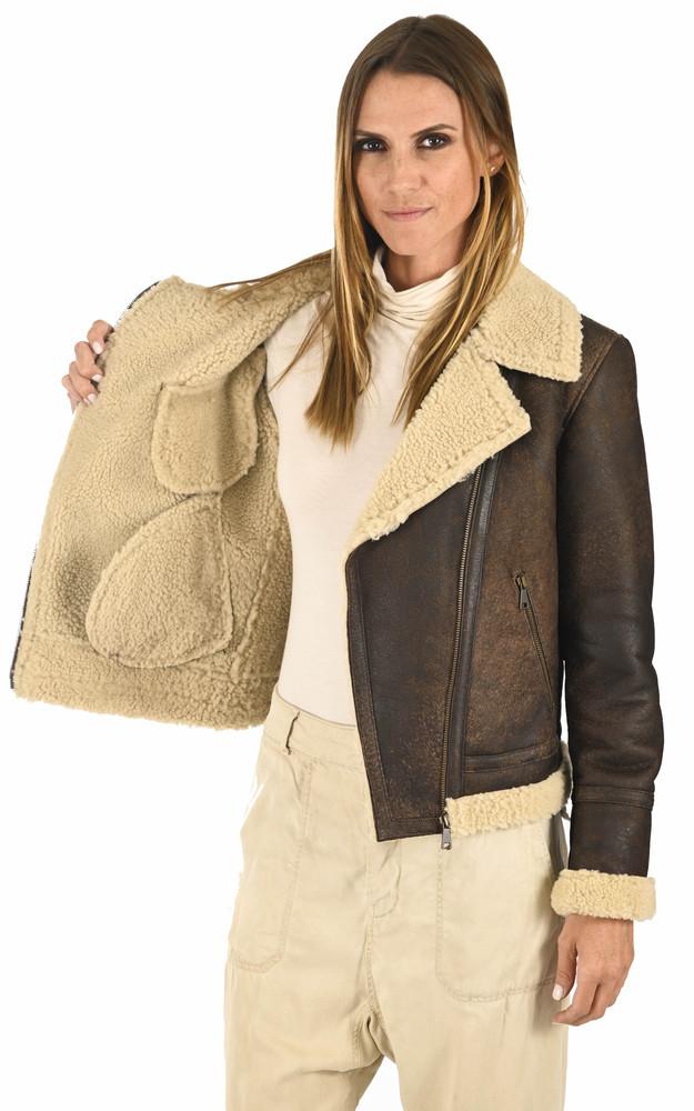 La Canadienne Blouson Peau Lainée Marron