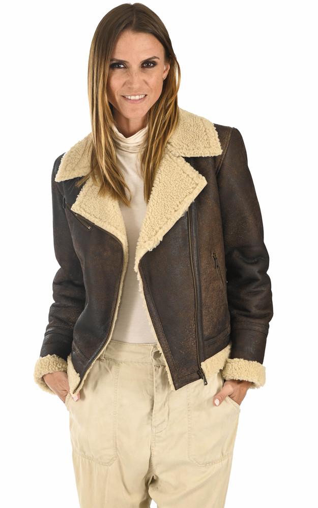 la canadienne Blouson peau lainée marron
