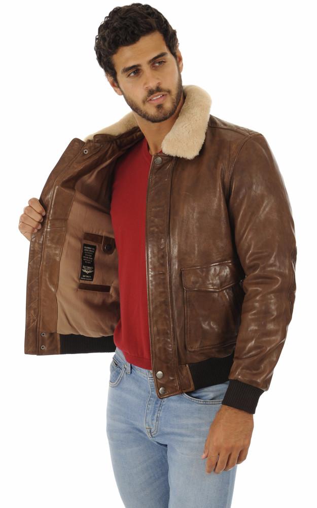 La Canadienne Blouson Pilote Corsair Marron Clair