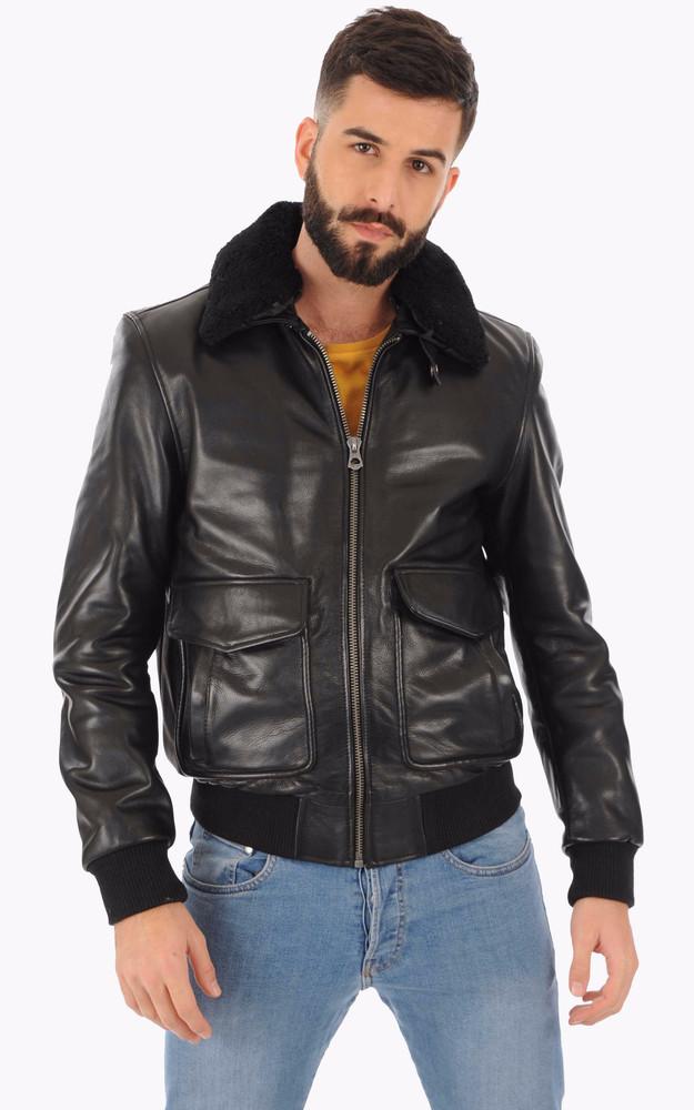 la canadienne Blouson pilote cuir noir