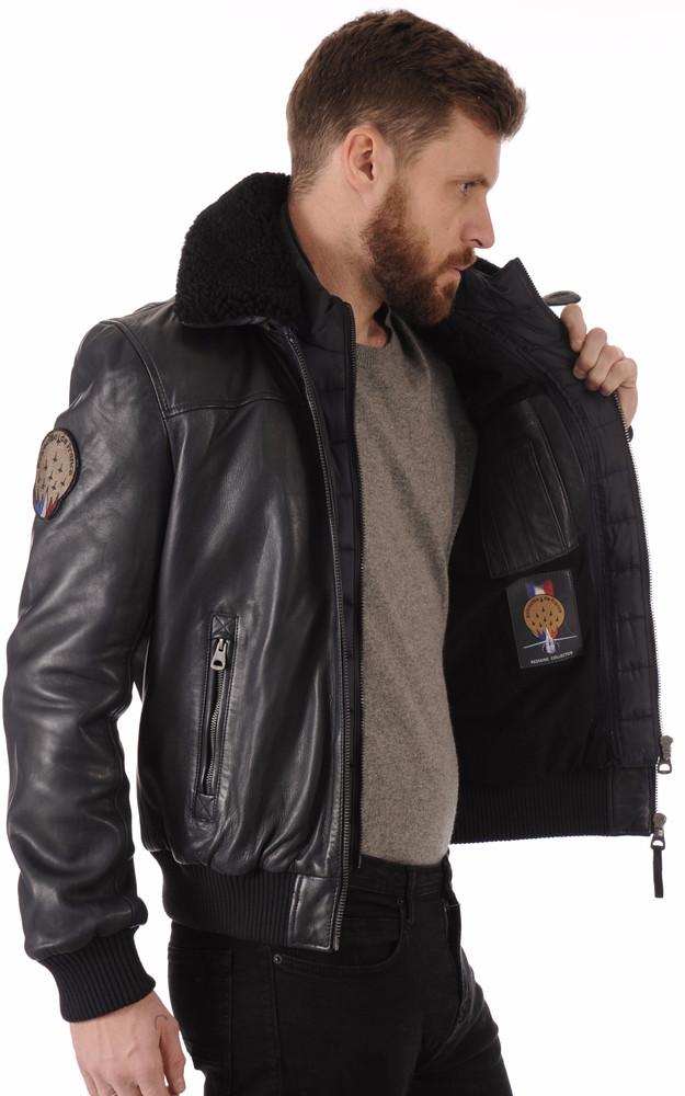 La Canadienne Blouson Pilote Cuir Rafal Marine