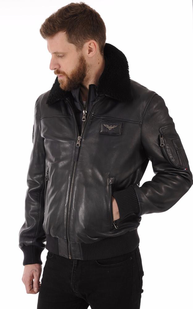 la canadienne Blouson pilote cuir Rafal Marine