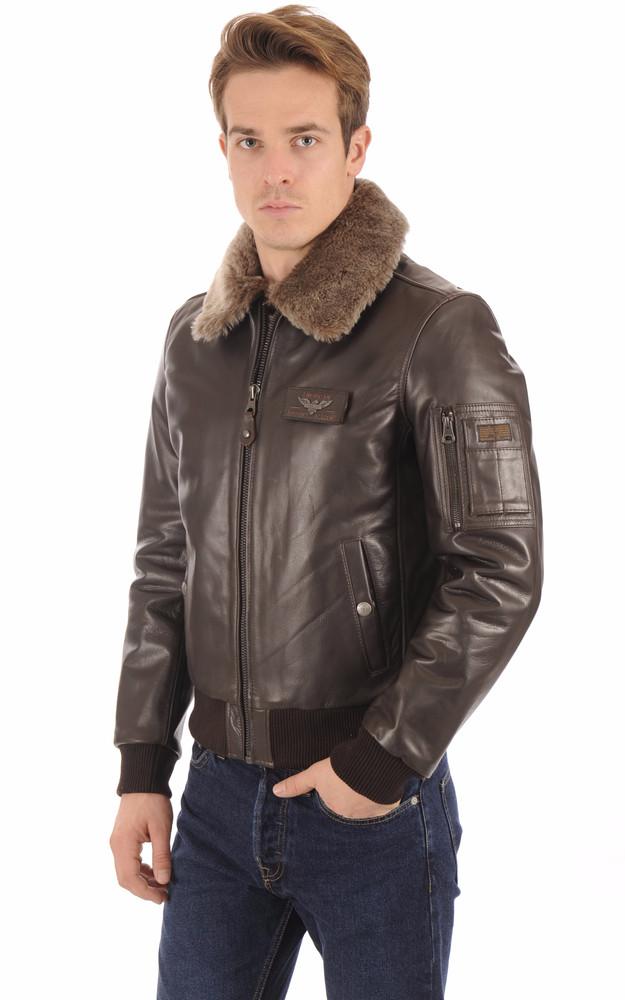 la canadienne Blouson pilote cuir Texaco marron