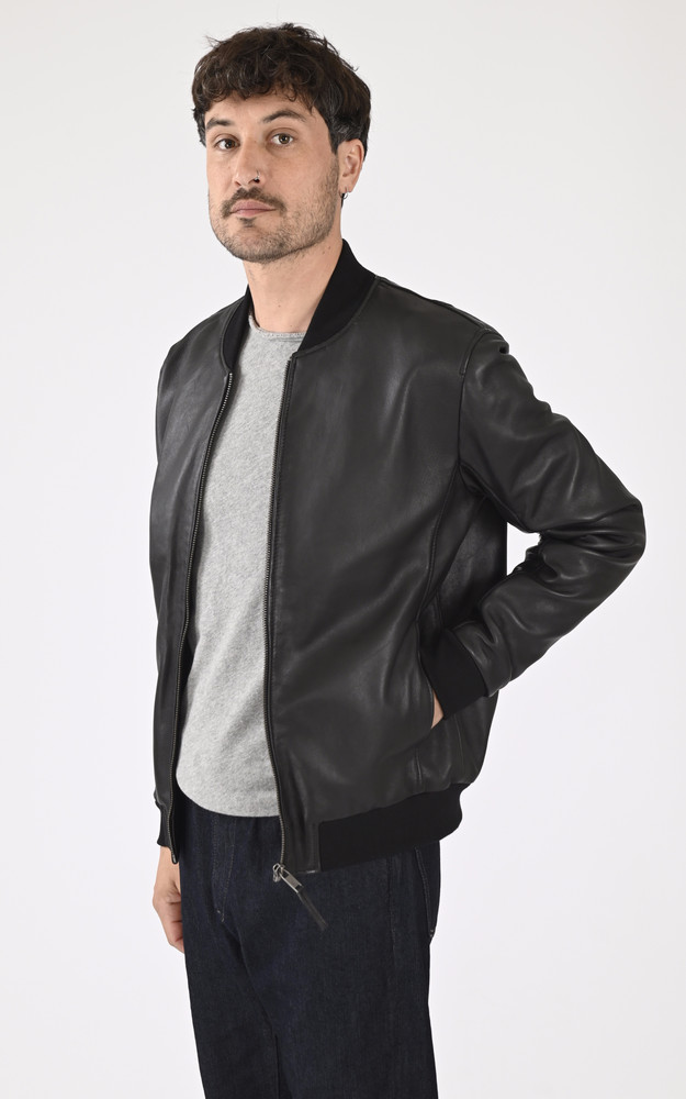 la canadienne Blouson teddy cuir noir