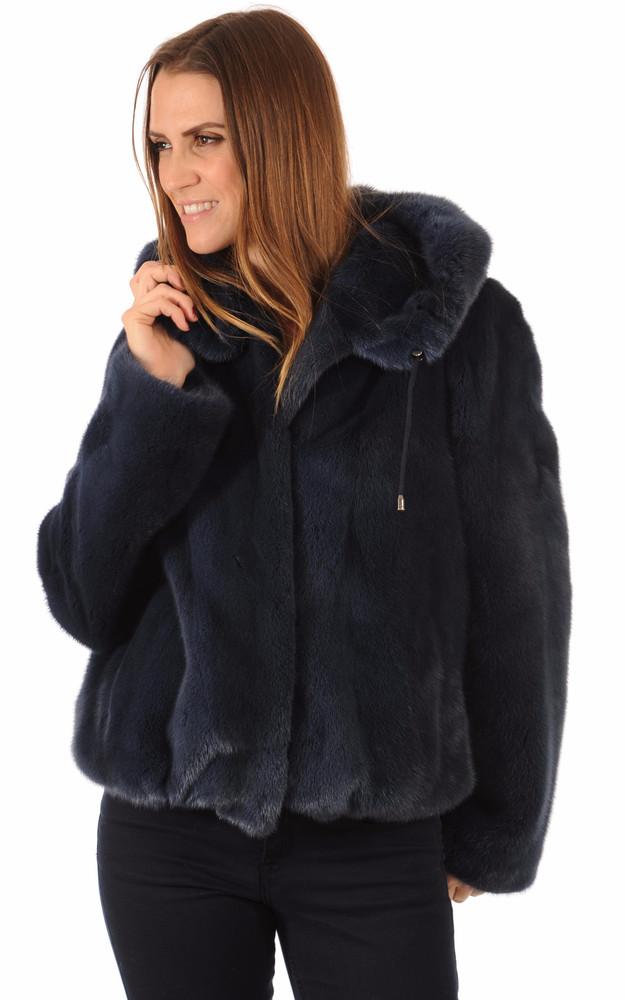 La Canadienne Blouson Vison Saga Bleu