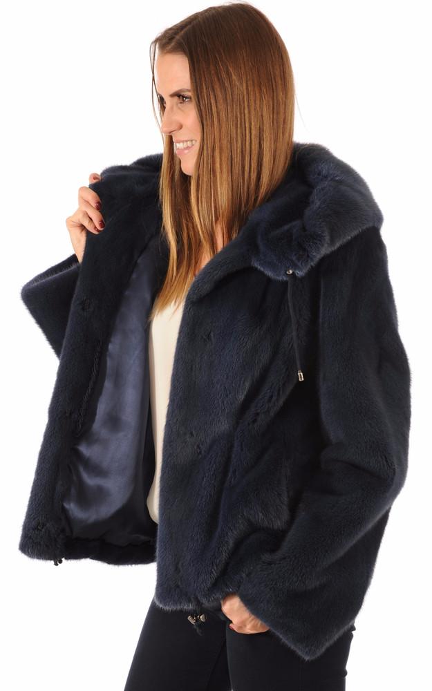 La Canadienne Blouson Vison Saga Bleu