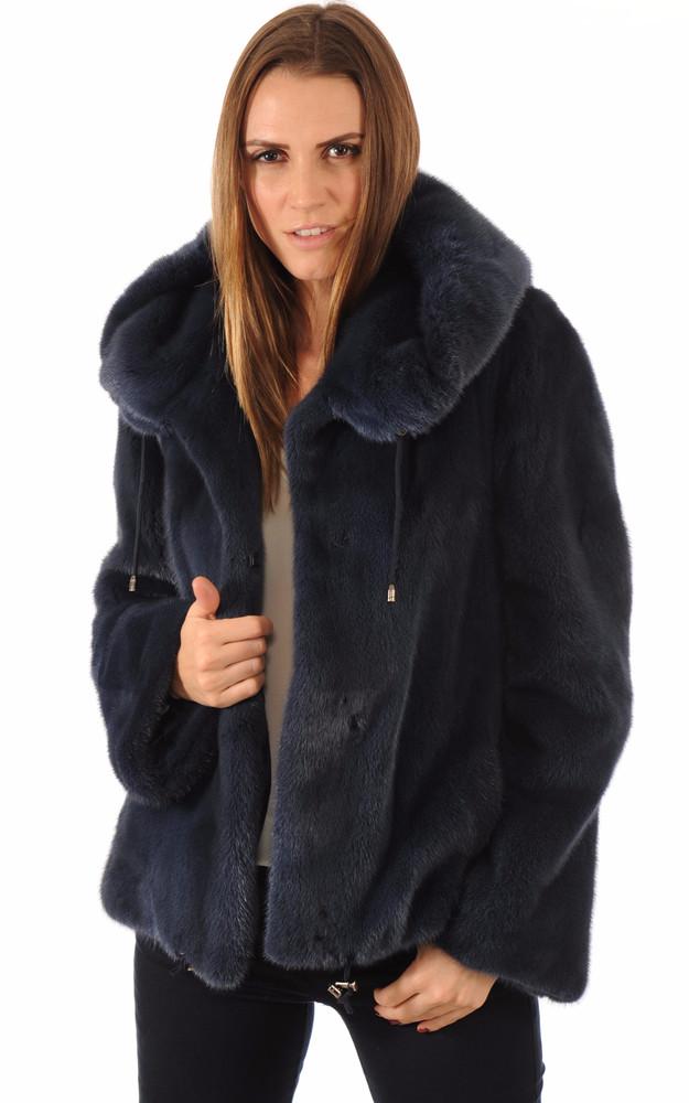 la canadienne Blouson Vison Saga Bleu
