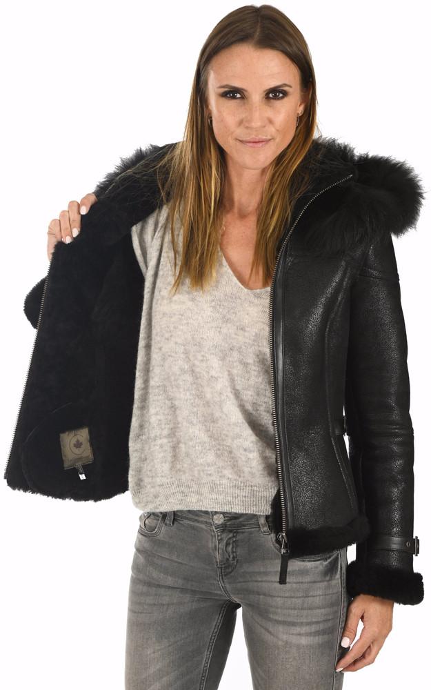 La Canadienne Bombardier Capuche Fourrure Noir