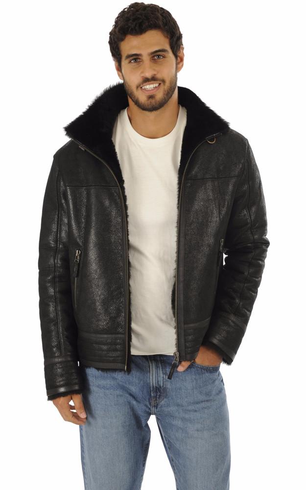 La Canadienne Bombardier En Cuir Mouton Noir