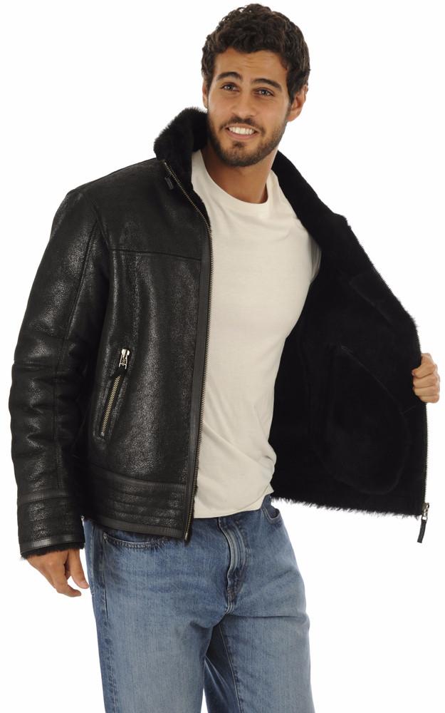 La Canadienne Bombardier En Cuir Mouton Noir