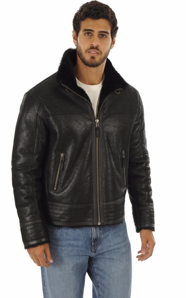 la canadienne Bombardier en cuir mouton noir