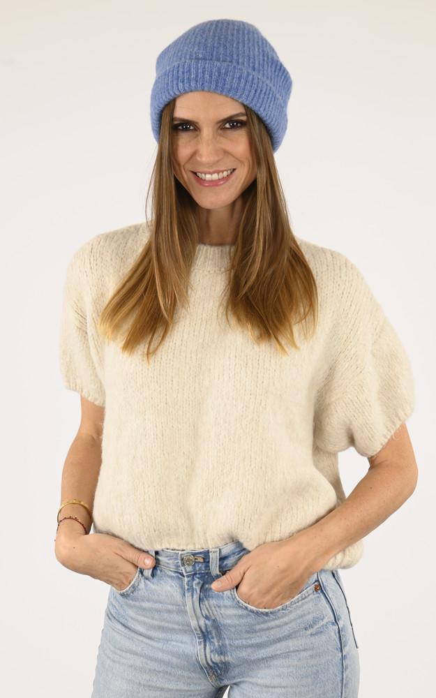 la canadienne Bonnet alpaga et laine bleu jean