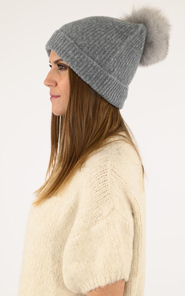 La Canadienne Bonnet Alpaga Et Renard Bleu