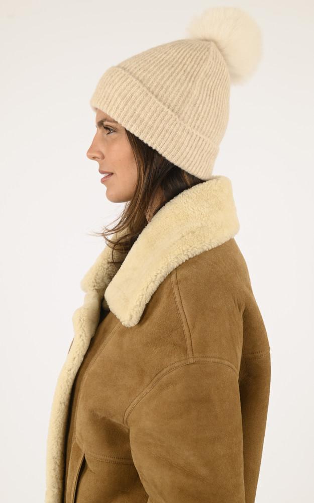 La Canadienne Bonnet Alpaga Et Renard écru