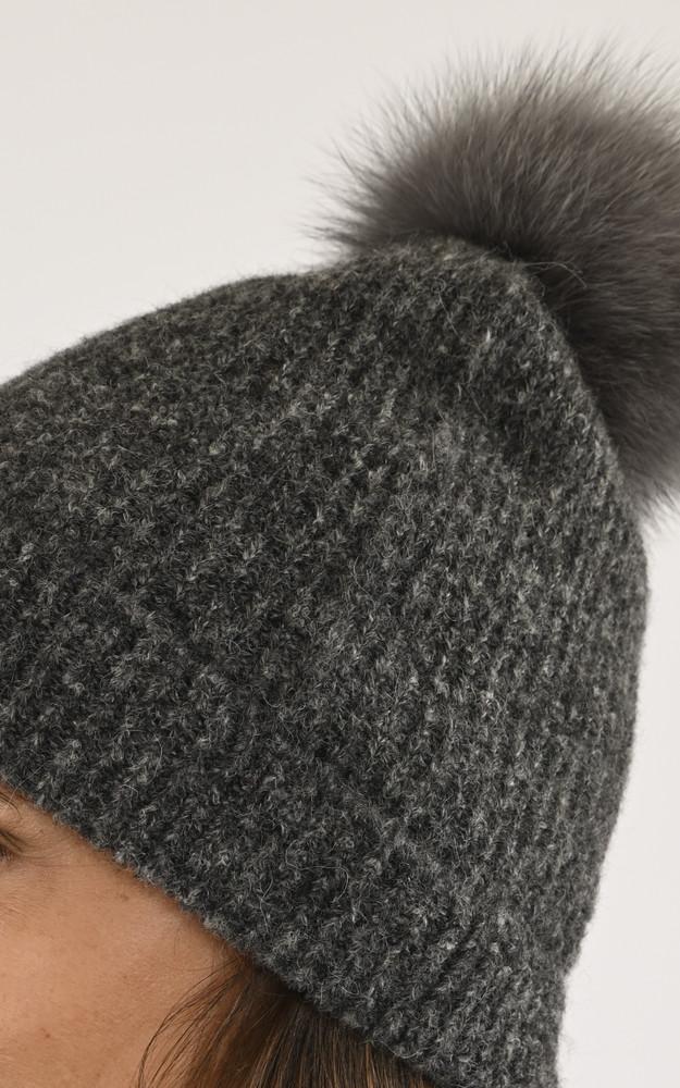 La Canadienne Bonnet Alpaga Et Renard Gris