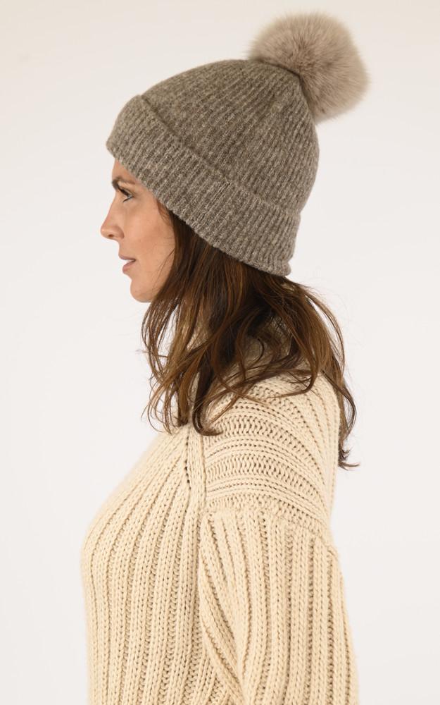 La Canadienne Bonnet Alpaga Et Renard Taupe