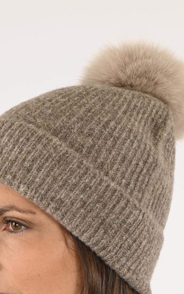 La Canadienne Bonnet Alpaga Et Renard Taupe