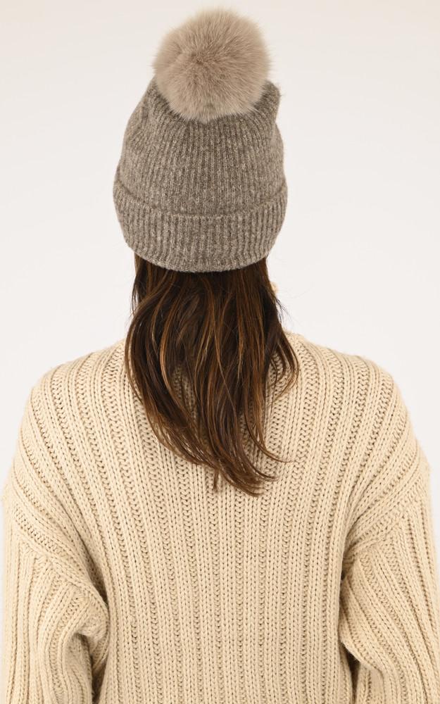 La Canadienne Bonnet Alpaga Et Renard Taupe