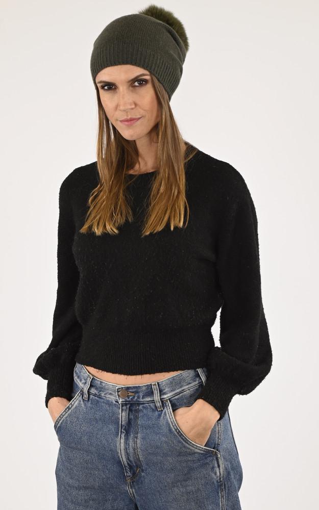 la canadienne Bonnet cachemire et renard kaki